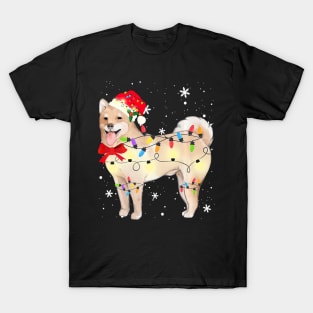 Akita Chow Dog Christmas Light Xmas T-Shirt